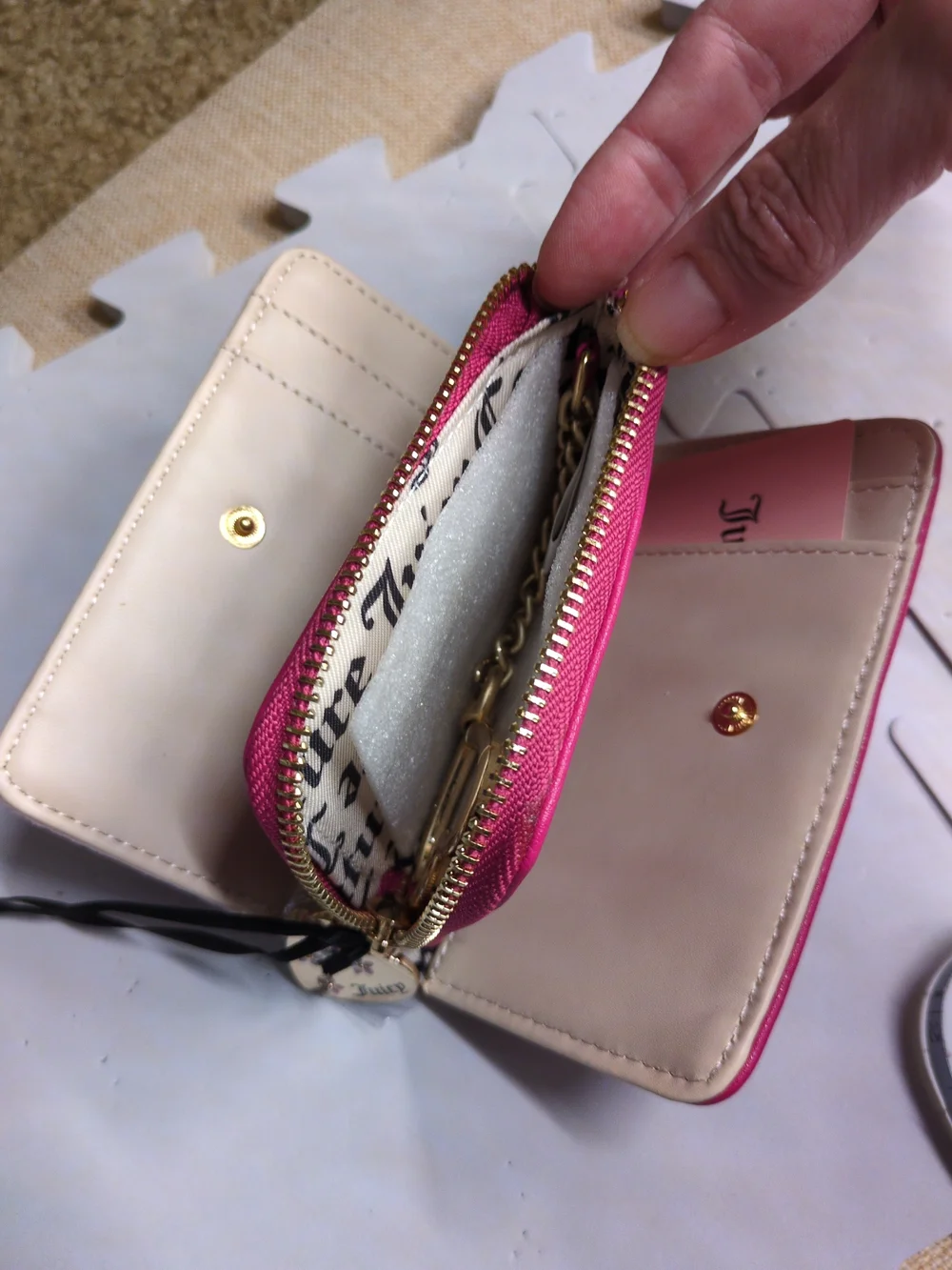 Juicy Couture Pink Plush 'Juicy' Zip Wallet